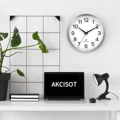 AKCISOT Wall Clock, Modern Small Wall Clocks Battery Operated 8 Inch, Silent Non-Ticking Analog Classic for Office, Home, Bathroom, Kitchen, Bedroom, School(Black)