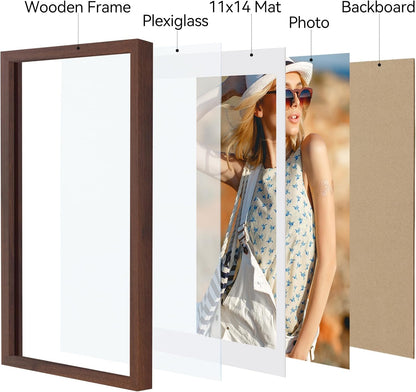 Vittanly 11x14 Picture Frame, Display Pictures 8x10 with Mat or 11x14 without Mat, Photo Frame for Wall Mounting, Black, 1 Pack - Colors B