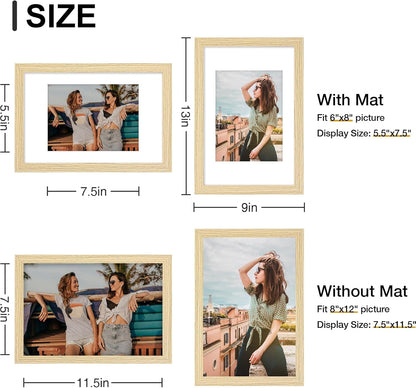 Vittanly 11x14 Picture Frame, Display Pictures 8x10 with Mat or 11x14 without Mat, Photo Frame for Wall Mounting, Black, 1 Pack - Colors A