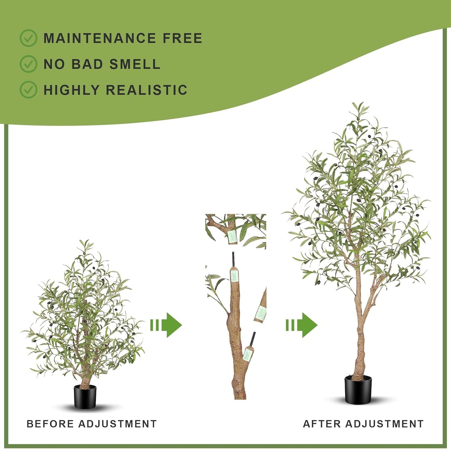 FEELEAD 7ft Faux Olive Tree - Fake Potted Olive Silk Tree with Planter Natural Olive Branches and Realistic Leaves Artificial Tree for Home House Office Decor Indoor