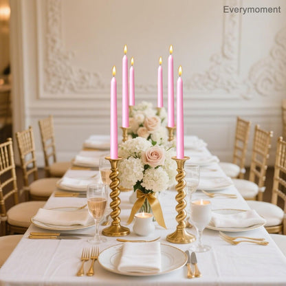 Everymoment Ivory Taper Candles - 4 Pack 10 Inch Candlesticks - Dripless & Smokeless Tapered Candle 8 Hours Unscented Cream Candle Sticks - Perfect for Wedding Holiday Dinner Party Home Decor