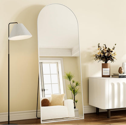 57" x 20" Arched Full Length Mirror - Wall Mounted/Floor Mirror Aluminum Alloy Frame Full Body Mirrors for Bathroom Living Room Bedroom and Entryway,Black