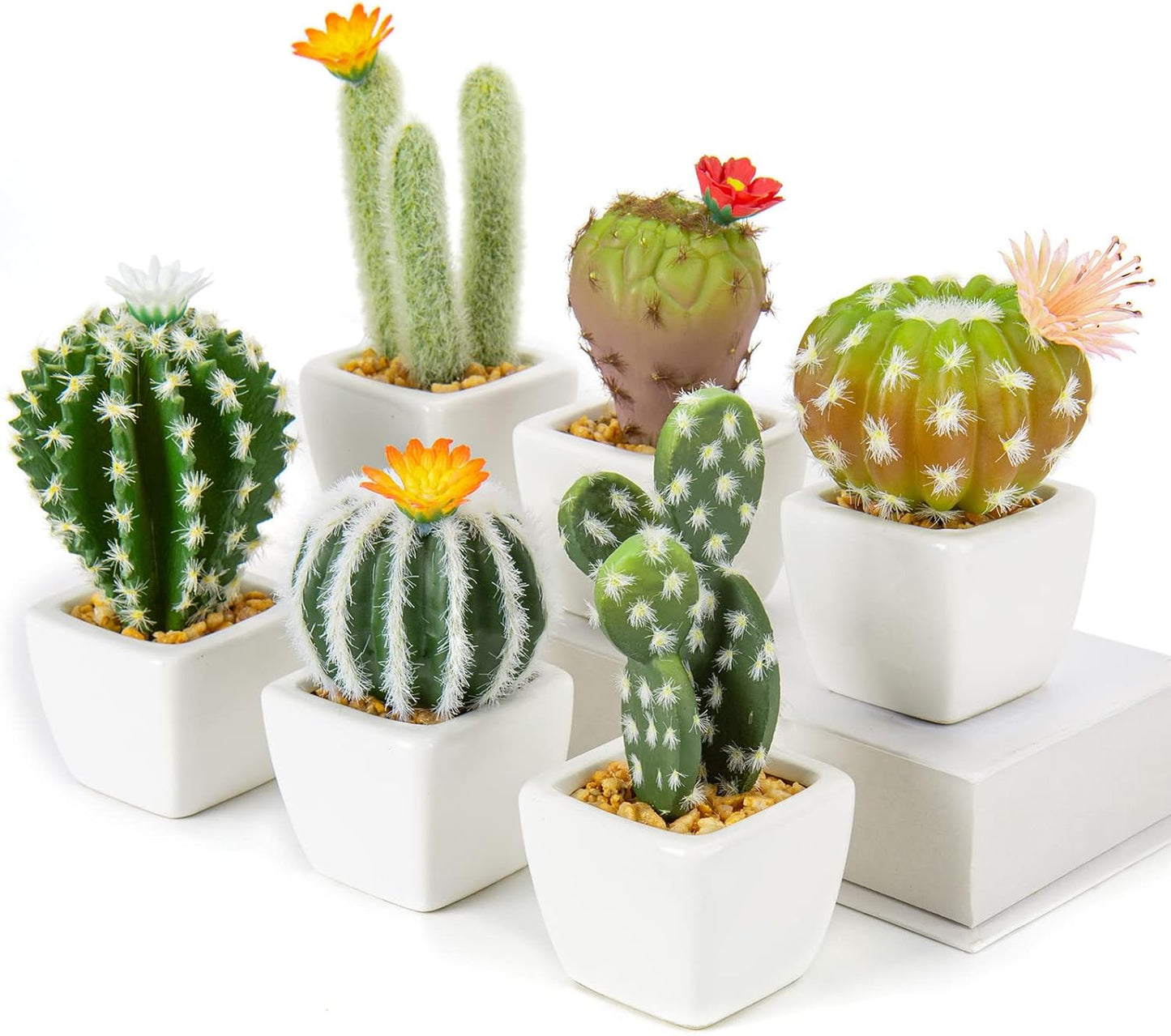 Oairse Mini Artificial Cactus Plants in Terracotta Pots 4 Pcs Potted Faux Succulents in Pots Fake Potted Plants Cactus Decor Small Artificial Plants for Home Decor Indoor Office Desk Tabletop Shelf