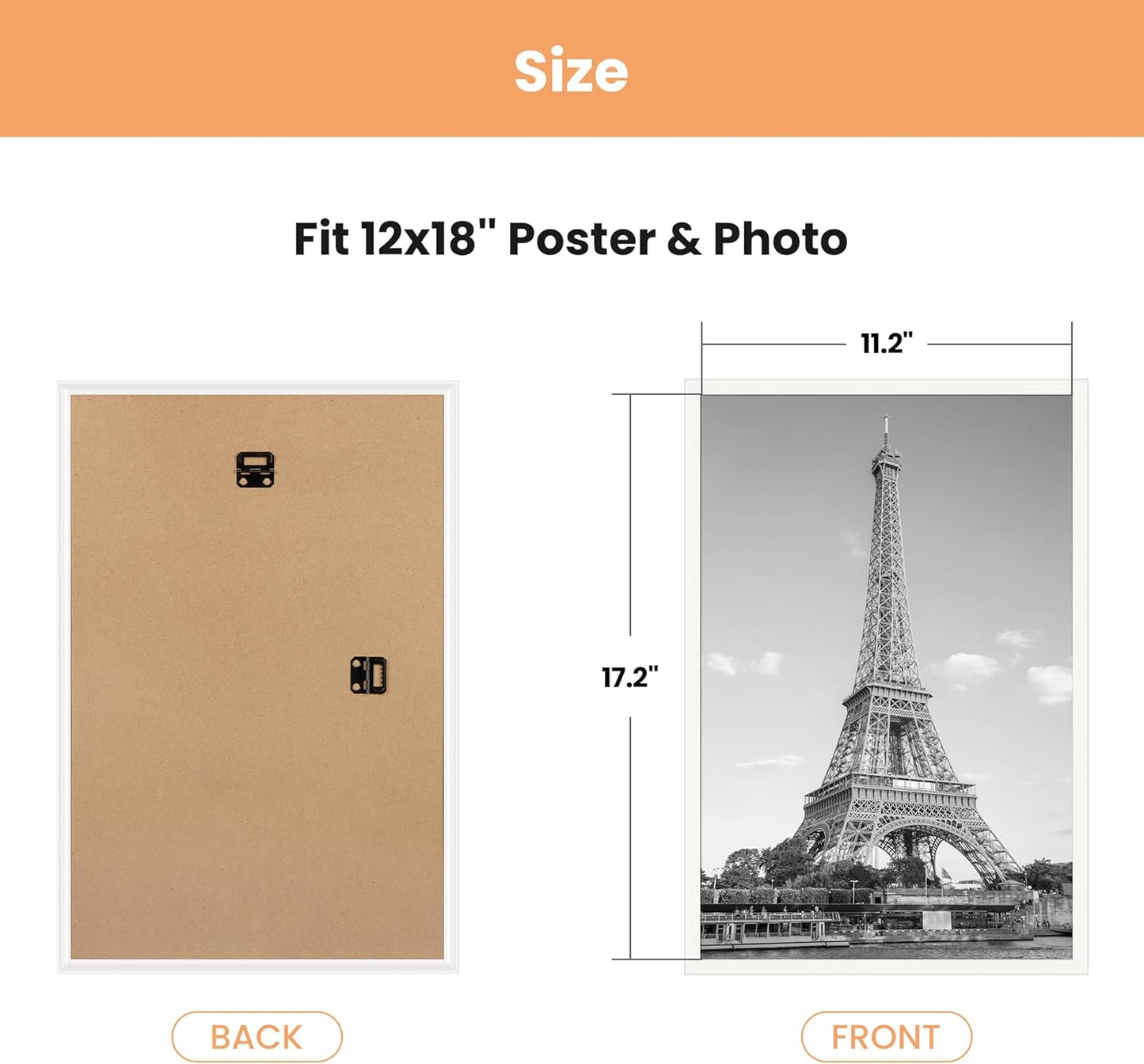 upsimples 18x24 Picture Frame Black 3 Pack, Scratch-Proof Poster Frames 18 x 24 for Photo Gallery - Slide-In Strips, Horizontal or Vertical Wall Mounting