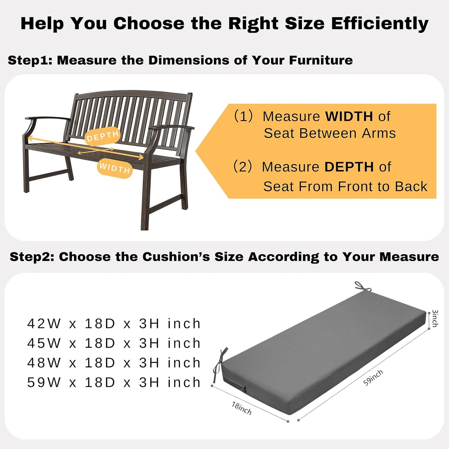 idee-home Outdoor Bench Cushion Waterproof, Bench Cushions for Outdoor Furniture, Patio Porch Swing Replacement Seat Pad with Ties for Garden Backyard, 48 x 18 Inch Red