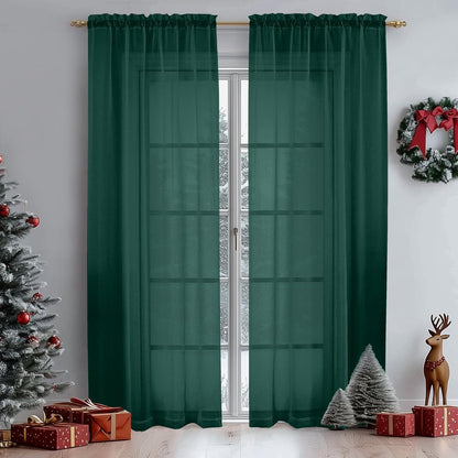 OWENIE Sheer Curtains 84 inches Long 2 Panels Set for Living Room/Bedroom, Rod Pocket Voile Sheer Panel Drapes, White, 2pcs, Each 42" W x 84" L - Colors A