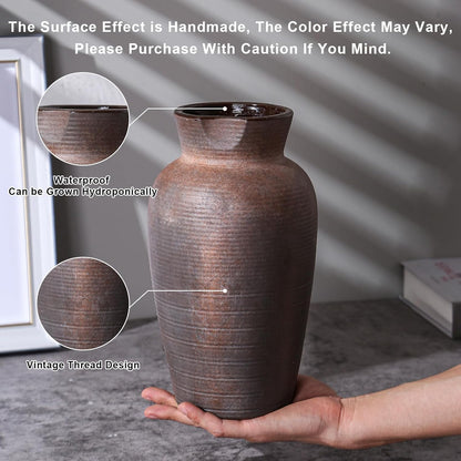 Rustic Vases for Home Decor. Ceramic Vase for Dining Table Decor. Terracotta Decorative Vase 6.1IN. ZSHLXM