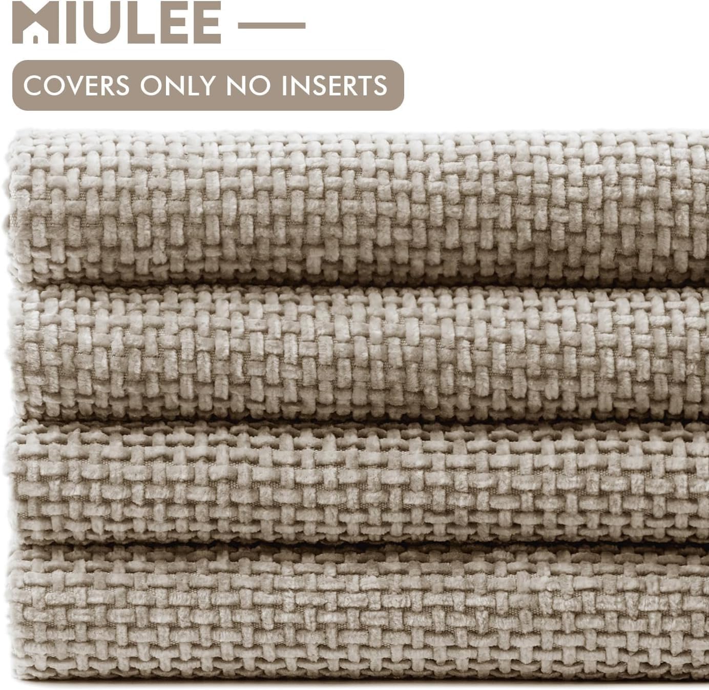 MIULEE Pack of 4 Couch Throw Pillow Covers 18x18 Inch Neutral Soft Decorative Chenille Pillow Covers Farmhouse Boho Cushion Covers for Mid Century Modern Spring Home Decor Sofa Bedroom Living Room