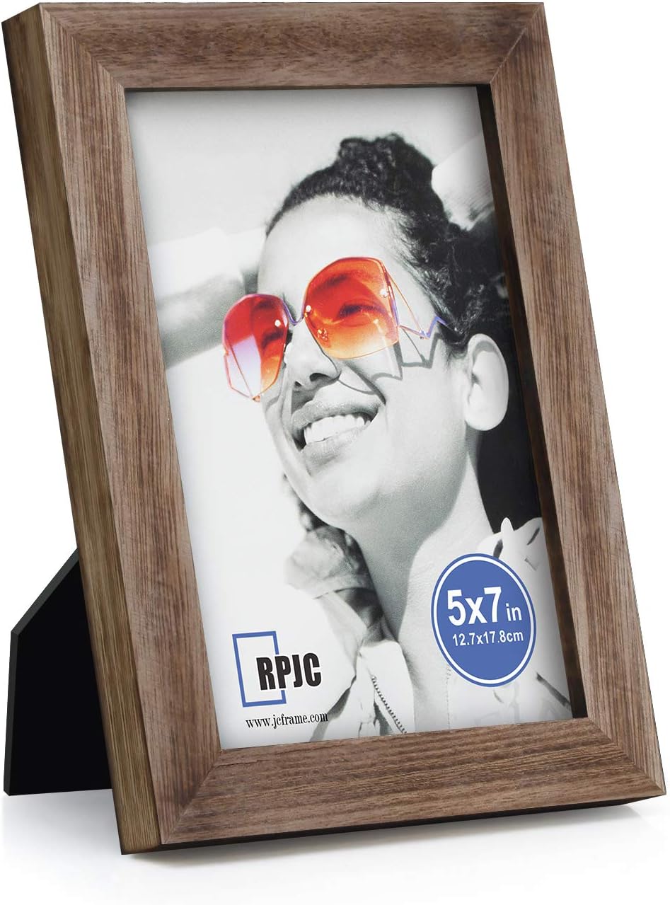 RPJC 5x7 Picture Frames Made of Solid Wood High Definition Glass for Table Top Display and Wall Mounting Photo Frame Black
