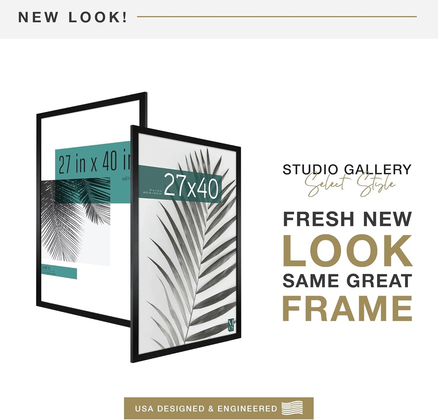 MCS Studio Gallery 16x24 Poster Frame Black Woodgrain Engineered Wood, Vertical & Horizontal Wall Hanging Large Picture Frame for Photos, Posters & Art Prints (1-Pack)