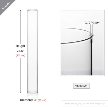 WGVI Hurricane Candle Holder Sleeve, Wide 4", Height 8", Clear Glass Cylinder Candleholder, Chimney Tube, Open Ended Candle Shade, 1 Piece - Colors B