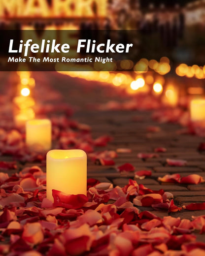 Homemory 24Pack Flickering Flameless Votive Candles,200+Hour Electric Fake Candles,Battery Operated LED Tealight for Wedding,Outdoor,Table,Halloween,Christmas Decor(Warm White,Battery Included)