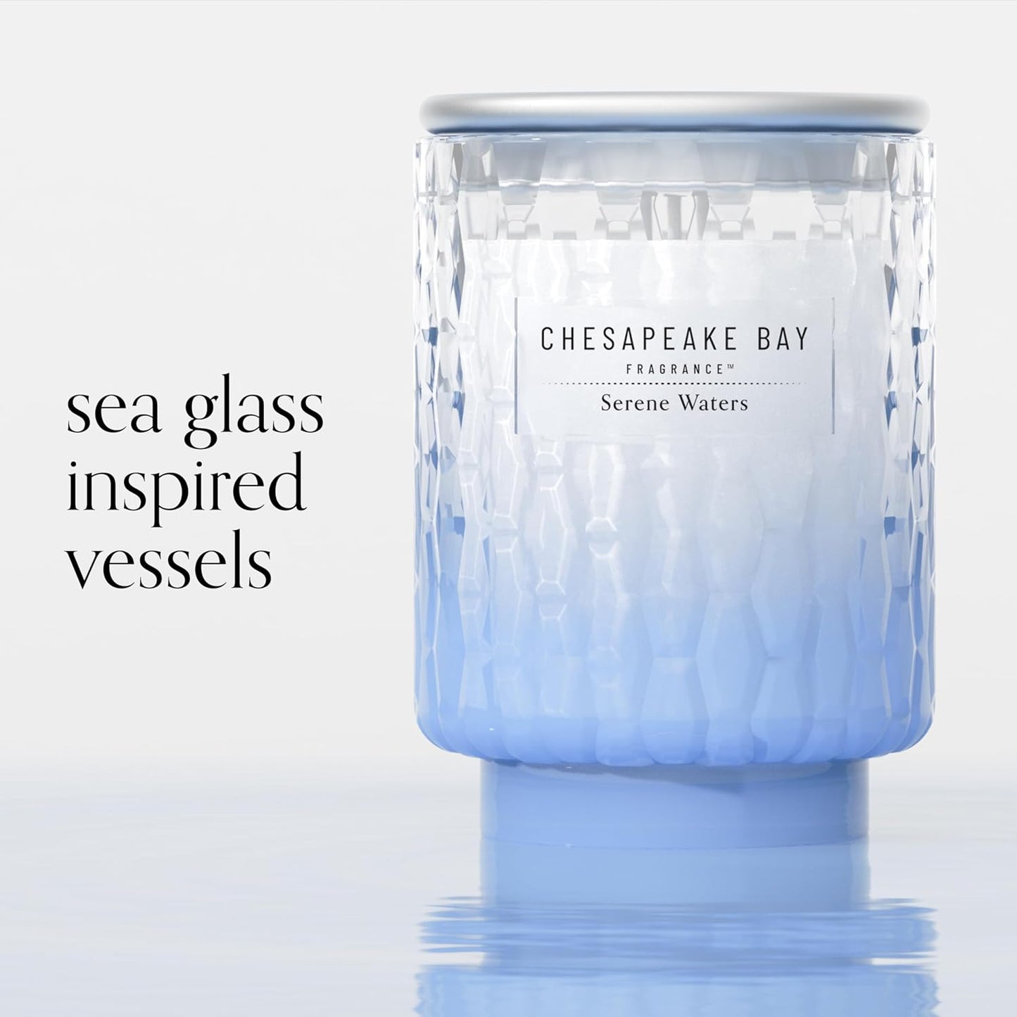 Chesapeake Bay, 11oz Marine Drift Scented Candle, Mood Evoking Fragrance, Textured Sea Glass-Inspired Jar, Premium Soy Blend Wax with Essential Oils, Coastal Fragrance for Home Décor or Gifting
