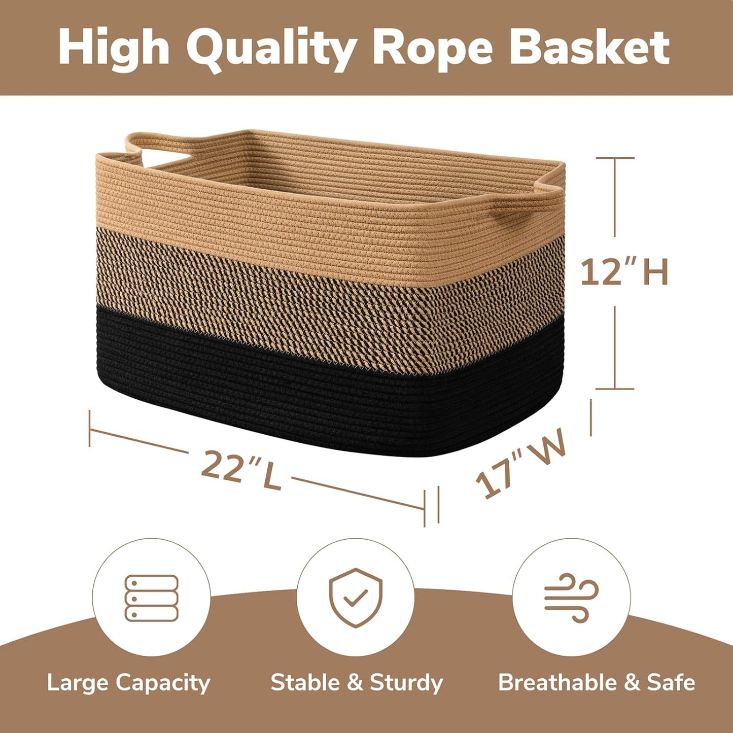 Goodpick Cube Storage Bins - Towel, Book, Cloth, Shoes, Closet Shelf Woven Baskets for Office, Baby Laundry, Toys, 13''x10''x9''