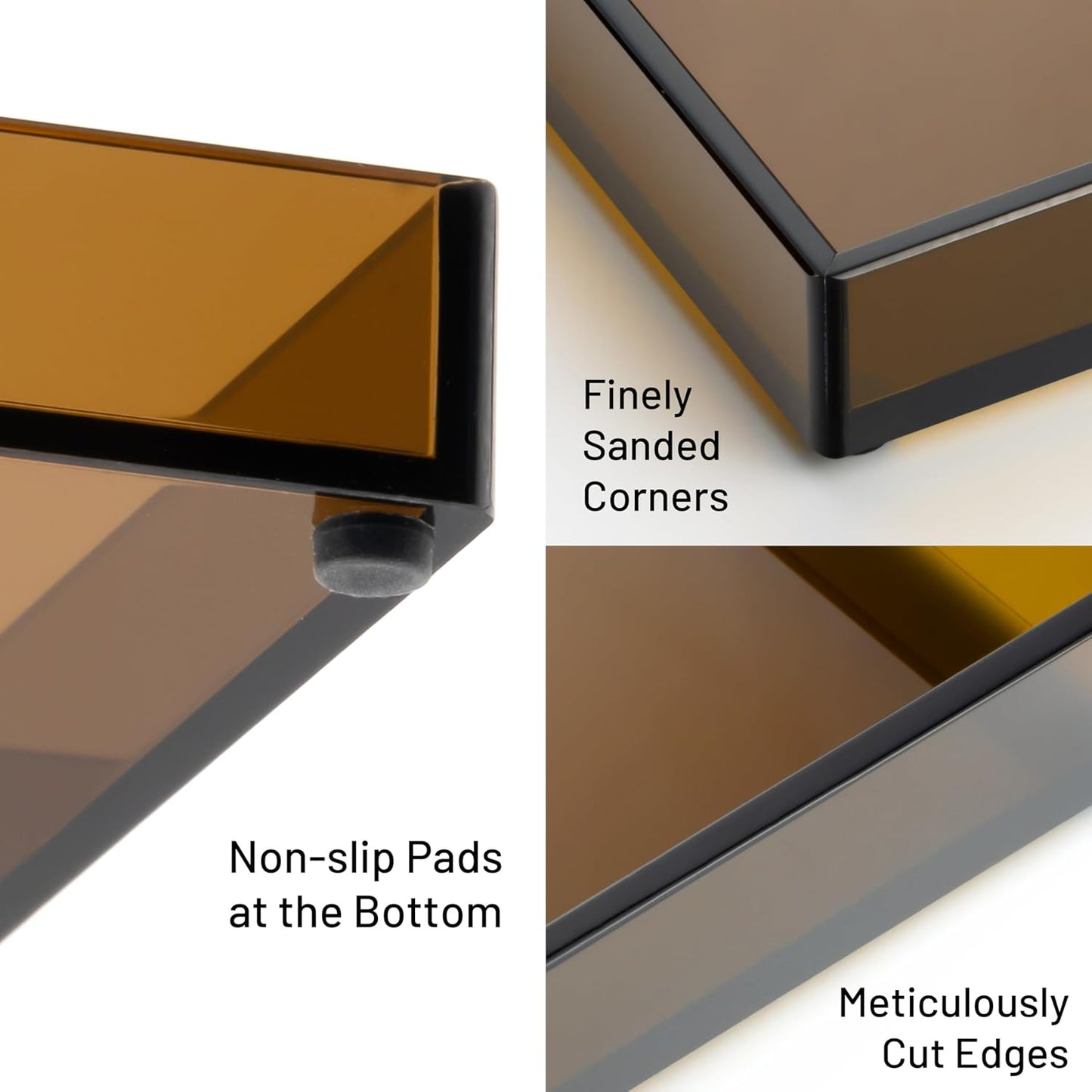 ATZYmolin 16"x12" Large Acrylic Serving Tray Decorative Ottoman Coffee Table Vanity Tray Tea Fruit Platter Snack Appetizer Dessert Drink with Handles for Bar Kitchen Party, Amber