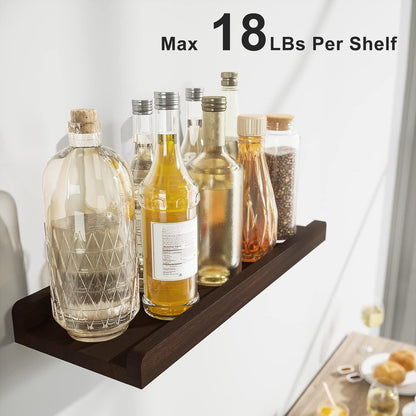 Love-KANKEI Floating Shelves Wall Mounted Set of 2, 17 Inch Rustic Wood Wall Shelves for Storage, Bedroom Living Room Bathroom Kitchen Office and More White