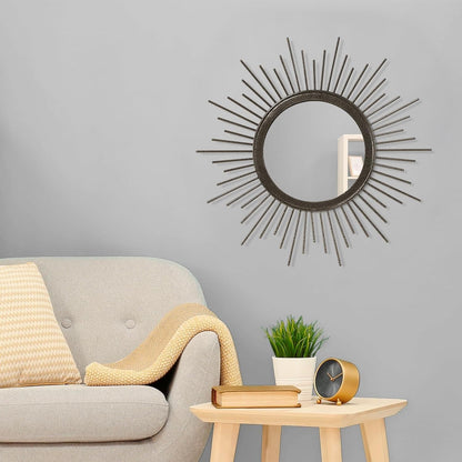 Gold Sunburst Mirrors for Wall Decorative Metal Round Art Mirrors Large Wall Decor Hanging Mirror for Bathroom Bedroom Living Room Vanity Entryway 16"