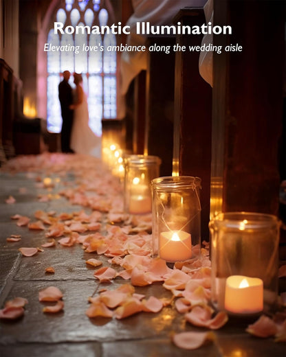 Homemory 24Pcs Flickering Flameless Candle Battery Operated, 200+Hours Fake Electric LED Tea Lights for Votive, Centerpiece Table Decorations, Wedding, Aniversary, Halloween, Christmas