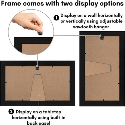 Americanflat 12x18 Poster Frame with Shatter-Resistant Glass - Signature Collection - Gallery-Style Frames Made of Engineered Wood - Photo Frame for Wall Display - Black - Colors B