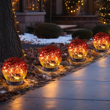 MLKNK Solar Globe Lights Outdoor Waterproof-Solar Balls-Solar Garden Lights-Orbs for Outside 2 Pack Cracked Glass Ball for Lawn Patio Yard Backyard Decorations