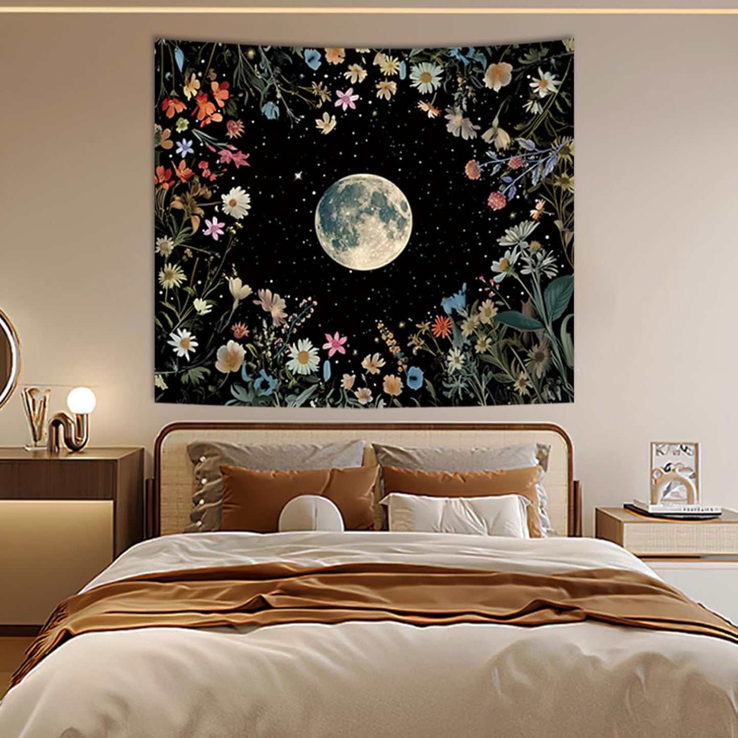 Apdidl Forest Galaxy Starry Tapestry for Bedroom Ceiling, Blue Space Night Starry Sky Moon Stars Tapestry Aesthetic, Tree Forest Milky Way Backdrop Wall Hanging for Dorm Living Room Decor (51" X 60")