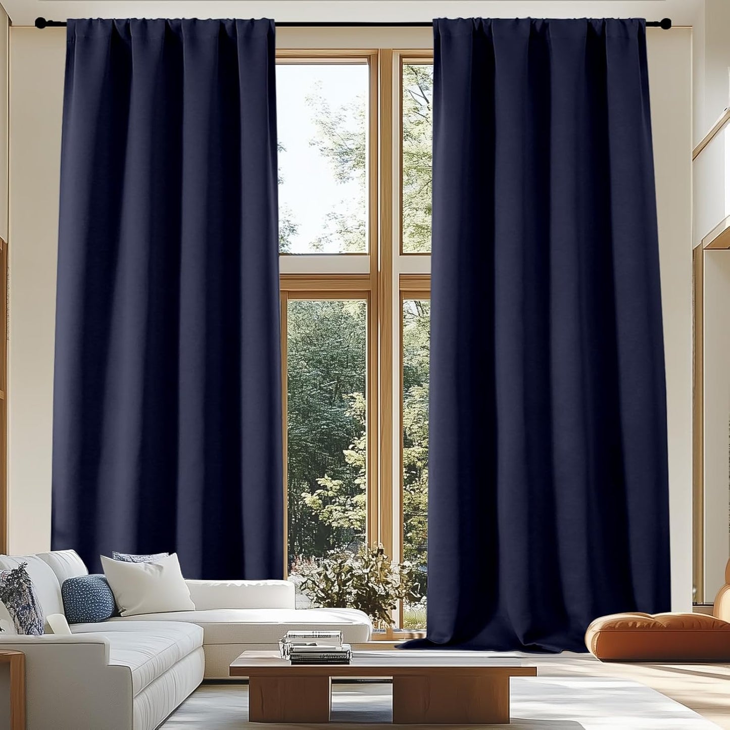 Simplebrand Ava Sage Green Blackout Curtains for Bedroom 63 Inch Length 2 Panels Set, Solid Thermal Insulated Energy Saving Rod Pocket Window Treatment Curtains Blackout Drapes, W40 x L63 Inch, Sage - Colors B