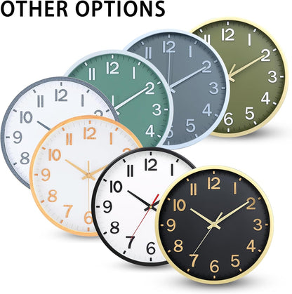 Wall Clocks Battery Operated 8 inch Modern Wall Clock,Silent Non Ticking Wall Clock for Living Room Bedroom Kitchen Office Classroom Decor (Green White)