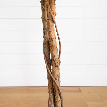 Nearly Natural 4ft Triple Trunk Ficus Silk Tree with Natural Wood Trunks and Dense Foliage, Mid-Size Faux Floor Plant for Home and Office
