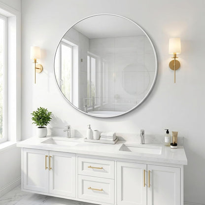 HARRITPURE Round Mirror 30 Black Wall Mounted Circle Mirrors Vanity Mirror with Brushed Aluminum Alloy Frame Modern Decoration for Bathroom, Living Room, Vanity, Bedroom, Entryway