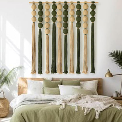 IOWER Macrame Wall Hanging 27" W x 31" L Boho Wall Decor Sphericity Cotton Textile Wall Hanging Art Fiber Yarn Art Handmade Detachable Assembly
