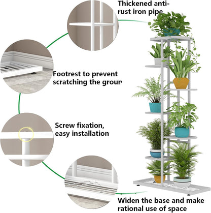 LINZINAR Plant Stand Indoor Outdoor Corner 4 Tier Metal Plant Shelf Patio Plant Rack for Garden Corner Balcony Living Room