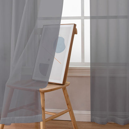Chyhomenyc Sheer White Valances for Windows 2 Pack, Small Window Curtains for Living Room Bathroom Cafe Laundry Basement, Modern Top Dual Rod Pocket Voile Curtain, 42W x 14L inches, White - Colors C