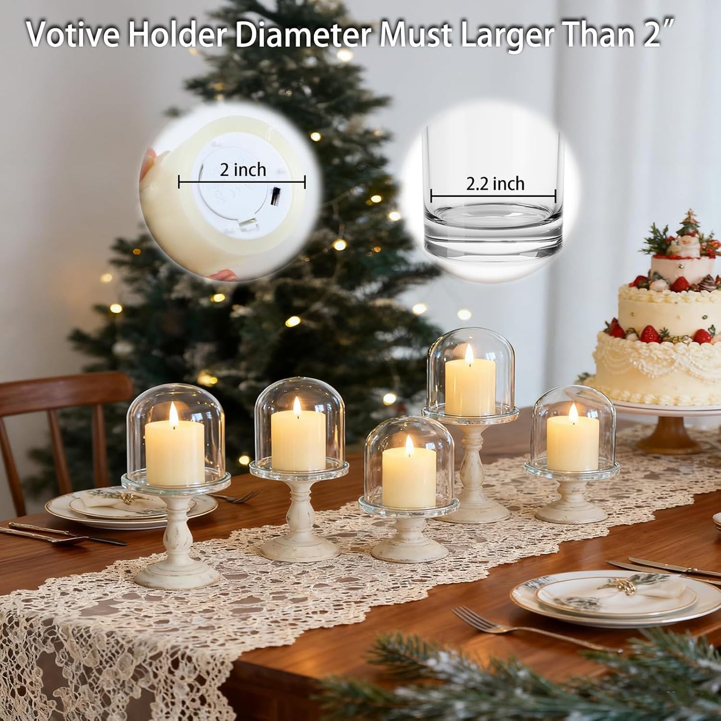 Lezonic Flameless Votive Candles Battery Operated with Remote and Timer, Pack of 6 (D:2" X H:3") LED Ivory White Long Lasting Flickering Wax Candles with Realistic 3D Flame