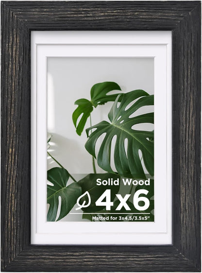 Egofine 12x16 Picture Frame Black, Covered by Plexiglass Made of Solid Wood, Display Pictures 9x12 and 11x14 with Mat or 12x16 Without Mat, for Wall Mounting Photo Frame - Colors A