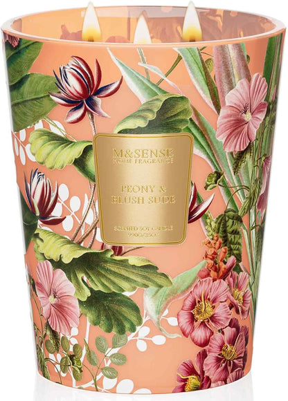 M&SENSE Jasmine Candles Highly Scented 3 Wick 35oz 150 Hours Burn Extra Large Jar Candles for Women, Natural Soy Wax Aromatherapy Candle for Stress Relief, Meditation, Yoga, Spa - Colors A
