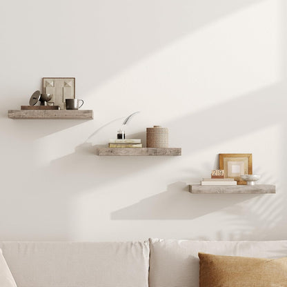 RALGEND Floating Shelves for Wall, 1.5" Thick Wall Shelf Set of 3 with Invisible Brackets, L31.5 x W7.9 Hanging Shelves Farmhouse Home Decor for Bathroom, Living Room, Bedroom, Rustic Brown 8301BJP3BF