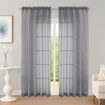 OWENIE Sheer Curtains 84 inches Long 2 Panels Set for Living Room/Bedroom, Rod Pocket Voile Sheer Panel Drapes, White, 2pcs, Each 42" W x 84" L - Colors A
