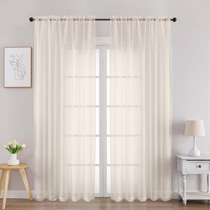 Chyhomenyc Sheer White Valances for Windows 2 Pack, Small Window Curtains for Living Room Bathroom Cafe Laundry Basement, Modern Top Dual Rod Pocket Voile Curtain, 42W x 14L inches, White - Colors A