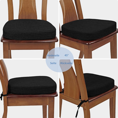 BUYUE Thickened 2.5" Friendly Woven Fabric Dining Chair Cushion, U-Shape High Density Foam Comfortable Chair Pad for Kitchen, Slip Resistant Indoor Seat Cushion (1 Piece, Dark Gray)