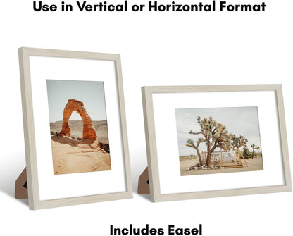 Americanflat 8x10 Picture Frame with Shatter-Resistant Glass - Use as 5x7 Frame with Mat or Display 8x10 Photo Without Mat - Signature Collection - Picture Frames for Tabletop and Wall Display - Black
