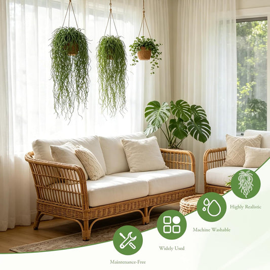 dallisten 6 Pcs Artificial Succulents Hanging Plants, Fake String of Pearls Greenery Plants, Decoration for Wall, Home, Backdrop, Garden, Indoor and Outdoor