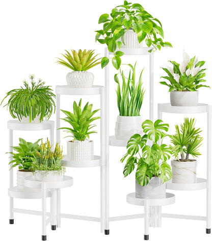 iDavosic.ly Plant Stand Indoor Outdoor, 5 Tier Corner Metal Flower Display Holder Shelf, Folding Tall Orchid Rack for Patio Balcony Porch Garden Living Room House, Black