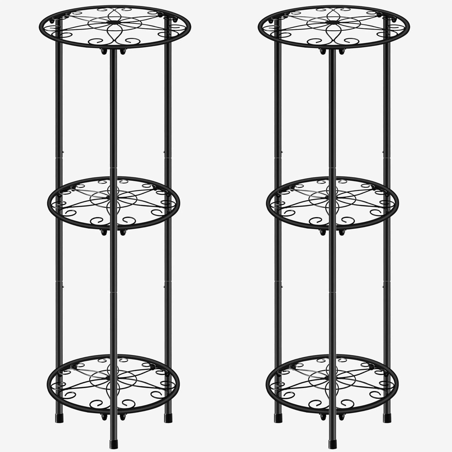 CASIMR Plant Stand Indoor Outdoor, Metal Rustproof Flower Shelf 2 Tier 23.9 inch, Tall Multiple Plant Pot Holder Rack for Garden Patio Living Room Corner Balcony, Black