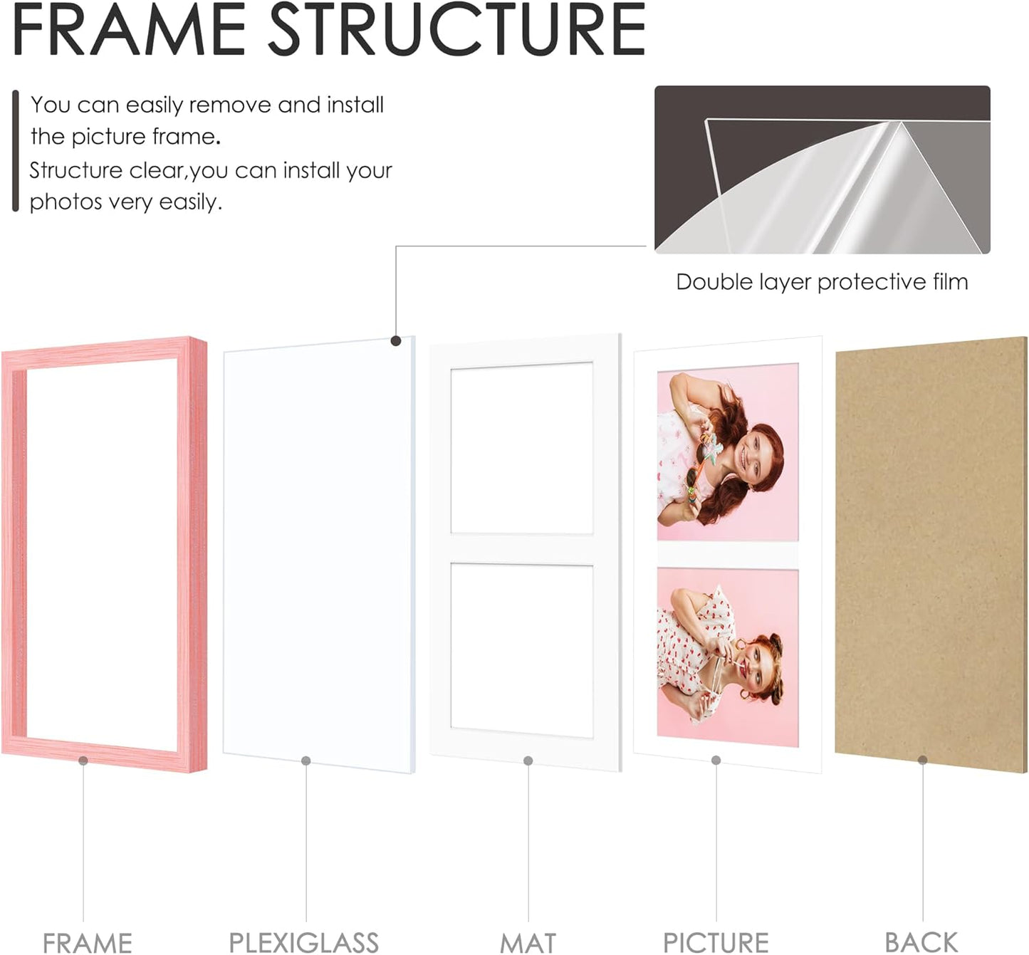 DUENPY 14x26 Collage Picture Frame 4x6 Collage Picture Frame Displays Twelve 4x6 inch Photos Available Horizontal Wall Mounting Display and Vertical Black - Colors B