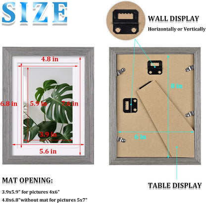 Egofine 8x10 Picture Frames Set of 4, Made of Solid Wood Covered by Plexiglass 4x6 and 5x7 with Mat or 8x10 without Mat, for Table Top Display and Wall Mounting Photo Frame Black