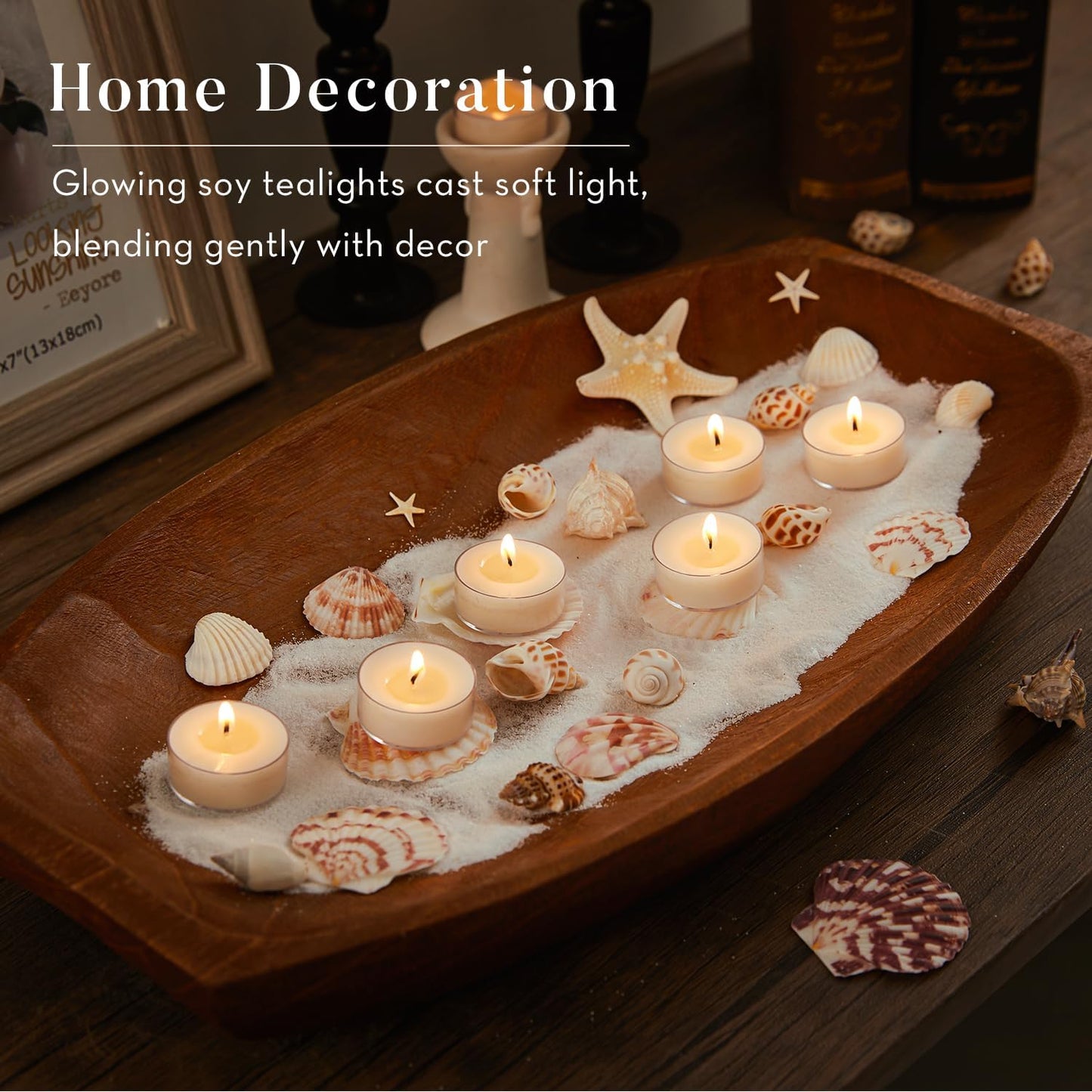 Crenovo Tea Lights Candles 100 Pack, Natural Soy Wax Tealights Candles Bulk 6 Hours Non-Toxic, Long Burning, Unscented Small Votive Cup Candles for Wedding, Party, Dinner, Emergency