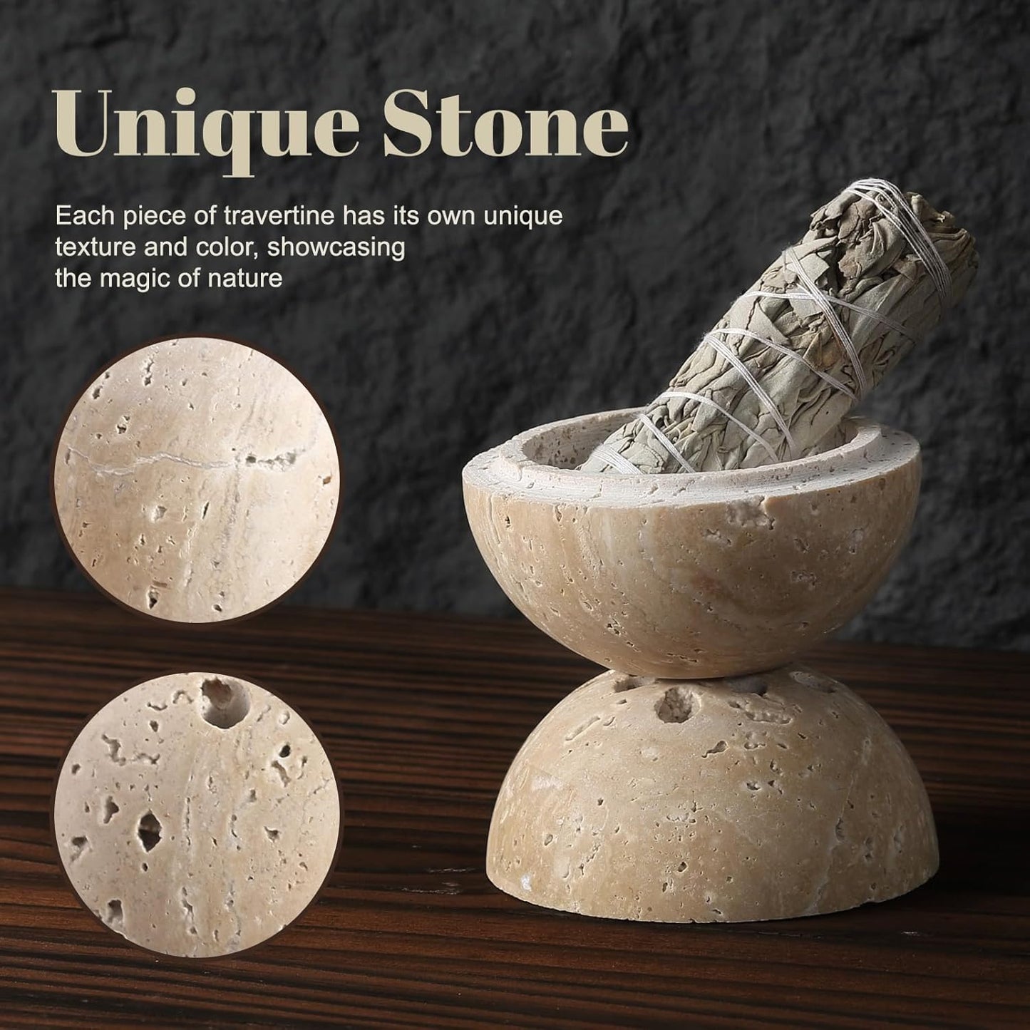 Koville Natural Marble Incense Holder, Incense Holder for Sticks with 9 Holes, Handmade Incense Burner Ash Catcher for Meditation Yoga SPA, Balsam Fir/Palo Santo/Sage/Cone (Green)