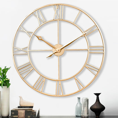 CLXEAST 30 Inch Large Wall Clock Modern, Oversized Roman Numeral Decorative Black Metal Wall Clock for Living Room Decor,House Warming Gifts New Home