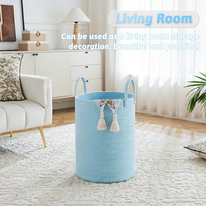 Artfeel Laundry Basket,Woven Cotton Rope Laundry Hamper,60L for Decor Storage of Dirty Clothes,Toys and Blankets in Bathroom,Baby Room and Living Room