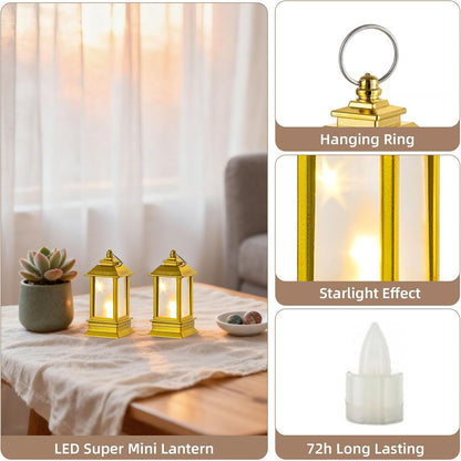 Black Lanterns Decorative Indoor: 24 Pcs Starlight Mini LED Lantern for Centerpiece Table Decorations Halloween Christmas Wedding Party Camping Decor